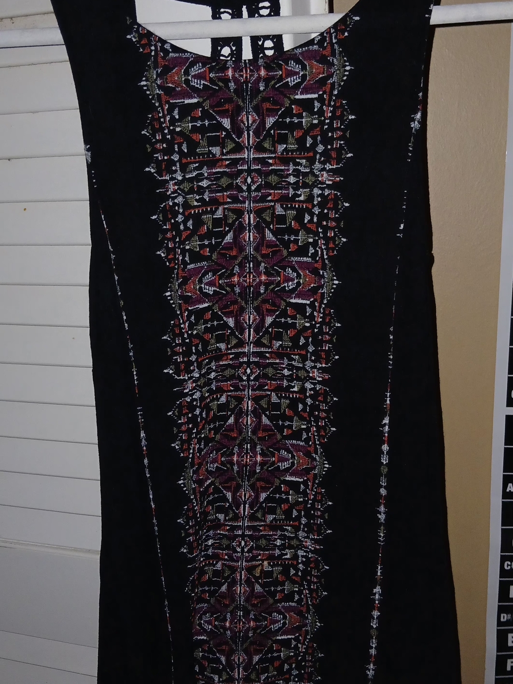 Maurices Black Tank Top with Multicolor Aztec Print